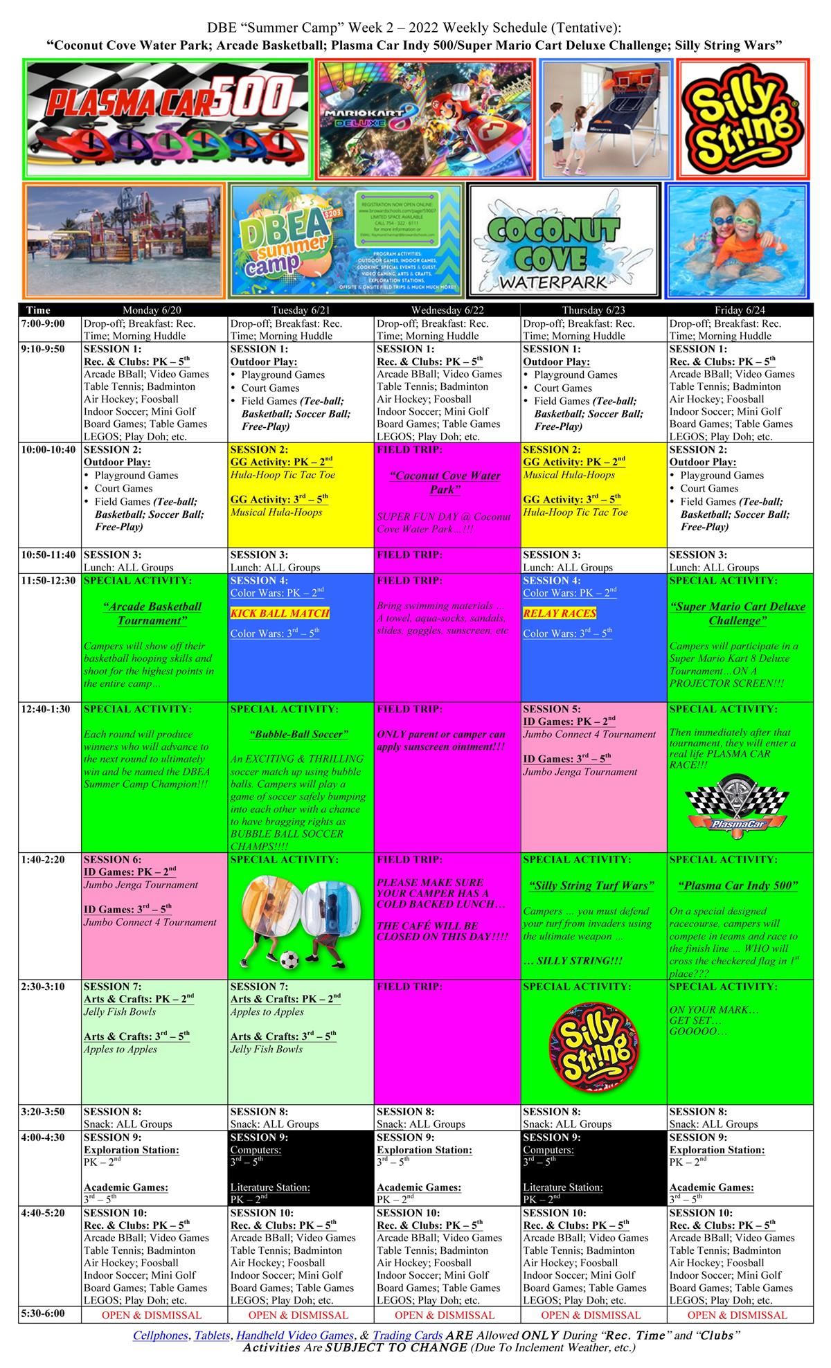 DBES Week 2 Calendar
